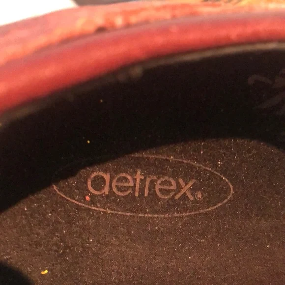 Aetrex Brown Leather Flats Topstitching EUC - Picture 3 of 16